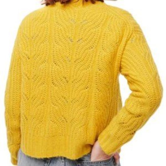 NWOT J. Crew Pointelle Cable Knit Sweater, sz Small, color Rich Olive. - Picture 6 of 7